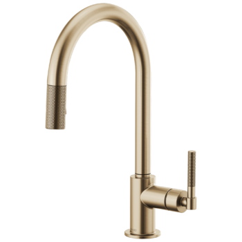 Brizo Litze®: Pull-Down Faucet with Arc Spout and Knurled Handle In Luxe Gold