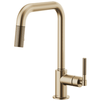 Brizo Litze®: Pull-Down Faucet with Square Spout and Knurled Handle In Luxe Gold