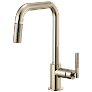Brizo Litze®: Pull-Down Faucet with Square Spout and Knurled Handle In Polished Nickel