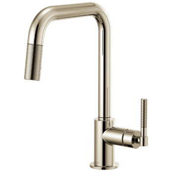 Brizo Litze®: Pull-Down Faucet with Square Spout and Knurled Handle In Polished Nickel