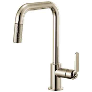 Brizo Litze®: Pull-Down Faucet with Square Spout and Industrial Handle In Polished Nickel