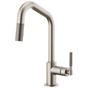 Brizo Litze®: Pull-Down Faucet with Angled Spout and Knurled Handle In Stainless