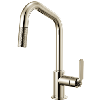 Brizo Litze®: Pull-Down Faucet with Angled Spout and Industrial Handle In Polished Nickel