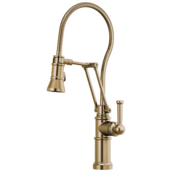 Brizo Artesso®: Articulating Faucet With Finished Hose In Luxe Gold