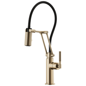 Brizo Litze®: Articulating Faucet with Knurled Handle In Luxe Gold