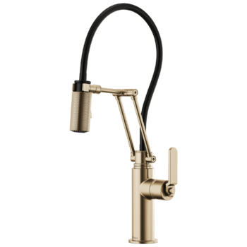 Brizo Litze®: Articulating Faucet with Industrial Handle In Luxe Gold