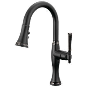 Brizo The Tulham™ Kitchen Collection by Brizo®: Pull-Down Prep Kitchen Faucet In Matte Black / Brilliance Black Onyx