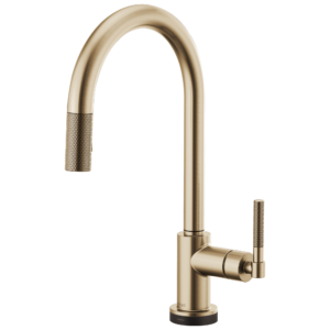 Brizo Litze®: SmartTouch® Pull-Down Kitchen Faucet with Arc Spout and Knurled Handle In Luxe Gold