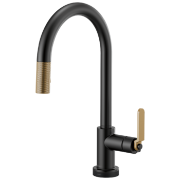 Brizo Litze®: SmartTouch® Pull-Down Kitchen Faucet with Arc Spout and Industrial Handle In Matte Black / Luxe Gold