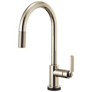 Brizo Litze®: SmartTouch® Pull-Down Kitchen Faucet with Arc Spout and Industrial Handle In Polished Nickel