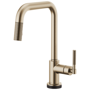 Brizo Litze®: SmartTouch® Pull-Down Kitchen Faucet with Square Spout and Knurled Handle In Luxe Gold
