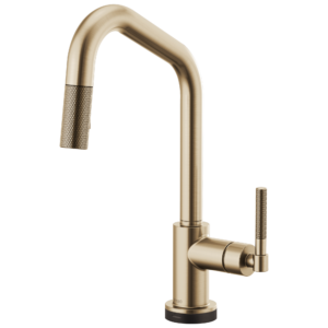 Brizo Litze®: SmartTouch® Pull-Down Kitchen Faucet with Angled Spout and Knurled Handle In Luxe Gold