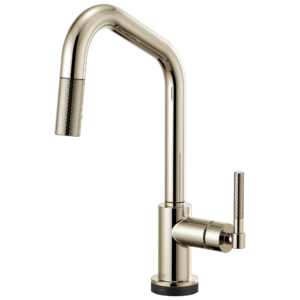 Brizo Litze®: SmartTouch® Pull-Down Kitchen Faucet with Angled Spout and Knurled Handle In Polished Nickel