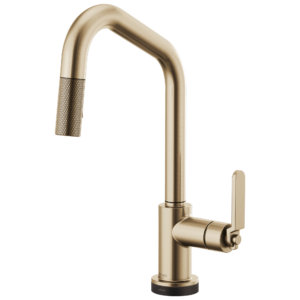 Brizo Litze®: SmartTouch® Pull-Down Kitchen Faucet with Angled Spout and Industrial Handle In Luxe Gold