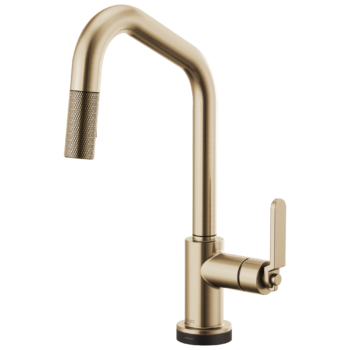 Brizo Litze®: SmartTouch® Pull-Down Kitchen Faucet with Angled Spout and Industrial Handle In Luxe Gold