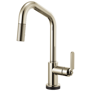 Brizo Litze®: SmartTouch® Pull-Down Kitchen Faucet with Angled Spout and Industrial Handle In Polished Nickel