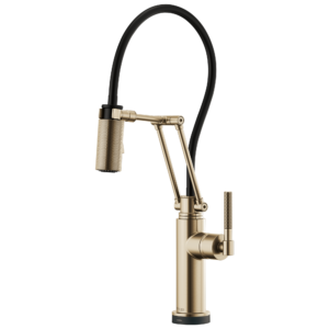 Brizo Litze®: SmartTouch® Articulating Kitchen Faucet with Knurled Handle In Luxe Gold