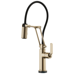 Brizo Litze®: SmartTouch® Articulating Kitchen Faucet with Industrial Handle In Luxe Gold