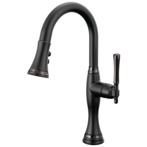 Brizo The Tulham™ Kitchen Collection by Brizo®: SmartTouch® Pull-Down Prep Kitchen Faucet In Matte Black / Brilliance Black Onyx