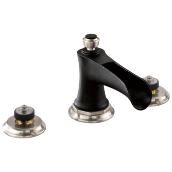 Brizo Rook®: Widespread Lavatory Faucet with Channel Spout - Less Handles 1.2 GPM In Luxe Nickel / Matte Black