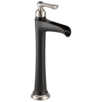 Brizo Rook®: Single-Handle Vessel Lavatory Faucet with Channel Spout 1.2 GPM In Luxe Nickel / Matte Black