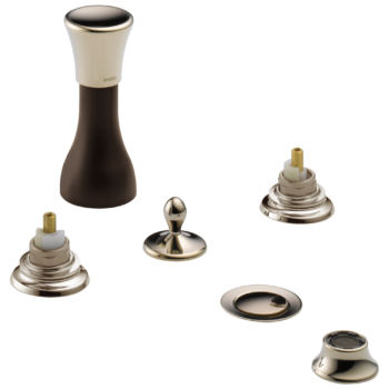 Brizo Charlotte®: 4-Hole Mount Bidet Faucet with Vacuum Breaker - Less Handles In Cocoa Bronze / Polished Nickel