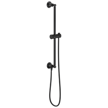 Brizo Essential™ Shower: Classic Round Slide Bar With Hose In Matte Black