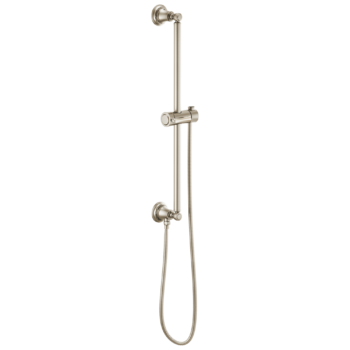 Brizo Essential™ Shower: Classic Round Slide Bar With Hose In Brushed Nickel