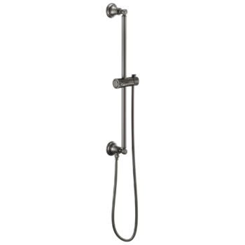 Brizo Essential™ Shower: Classic Round Slide Bar With Hose In Luxe Steel