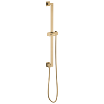 Brizo Essential™ Shower: Linear Square Slide Bar With Hose In Luxe Gold