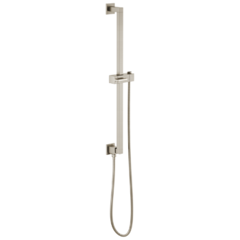 Brizo Essential™ Shower: Linear Square Slide Bar With Hose In Luxe Nickel