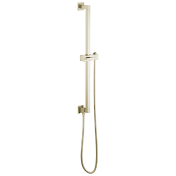 Brizo Essential™ Shower: Linear Square Slide Bar With Hose In Polished Nickel