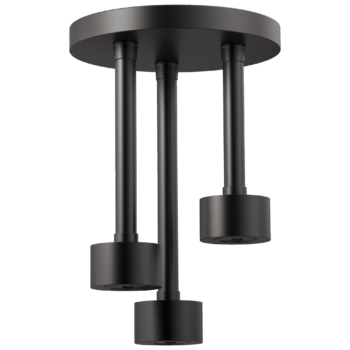 Brizo Essential™ Shower: Linear Round Single-Function H2Okinetic® Pendant Raincan Shower Head In Matte Black
