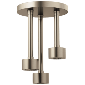 Brizo Essential™ Shower: Linear Round Single-Function H2Okinetic® Pendant Raincan Shower Head In Brushed Nickel