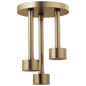 Brizo Essential™ Shower: Linear Round Single-Function H2Okinetic® Pendant Raincan Shower Head In Luxe Gold