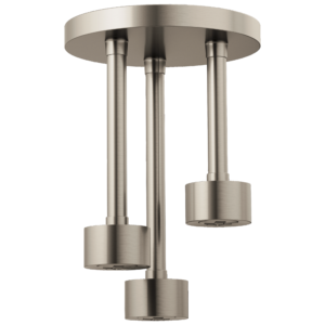 Brizo Essential™ Shower: Linear Round Single-Function H2Okinetic® Pendant Raincan Shower Head In Luxe Nickel