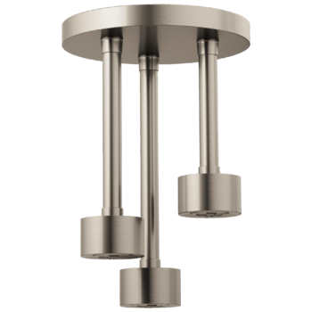 Brizo Essential™ Shower: Linear Round Single-Function H2Okinetic® Pendant Raincan Shower Head In Luxe Nickel