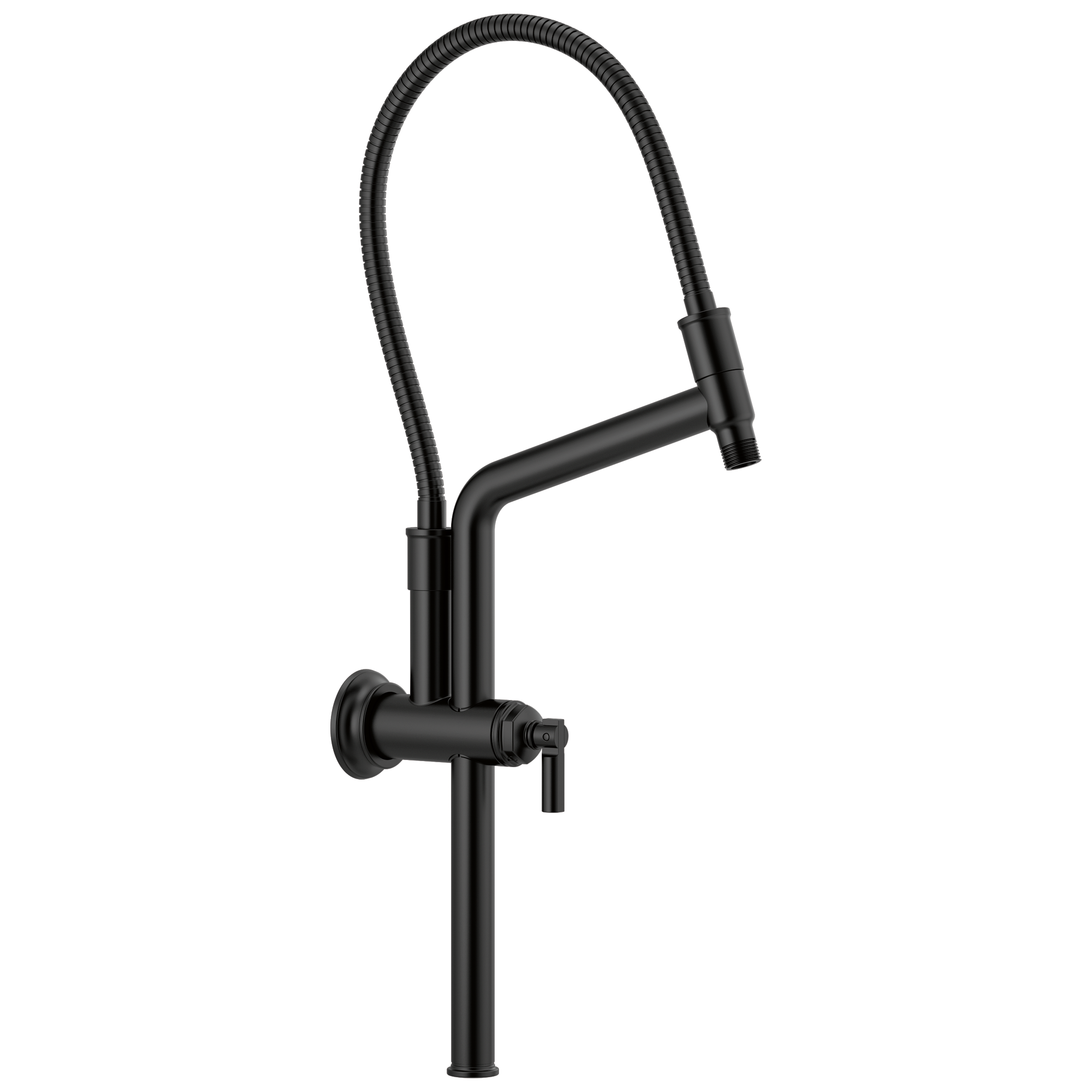 Brizo Essential™ Shower: 10 7/16" Classic Slide Bar Shower Arm And Flange In Matte Black