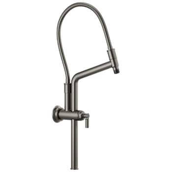 Brizo Essential™ Shower: 10 7/16" Classic Slide Bar Shower Arm And Flange In Luxe Steel