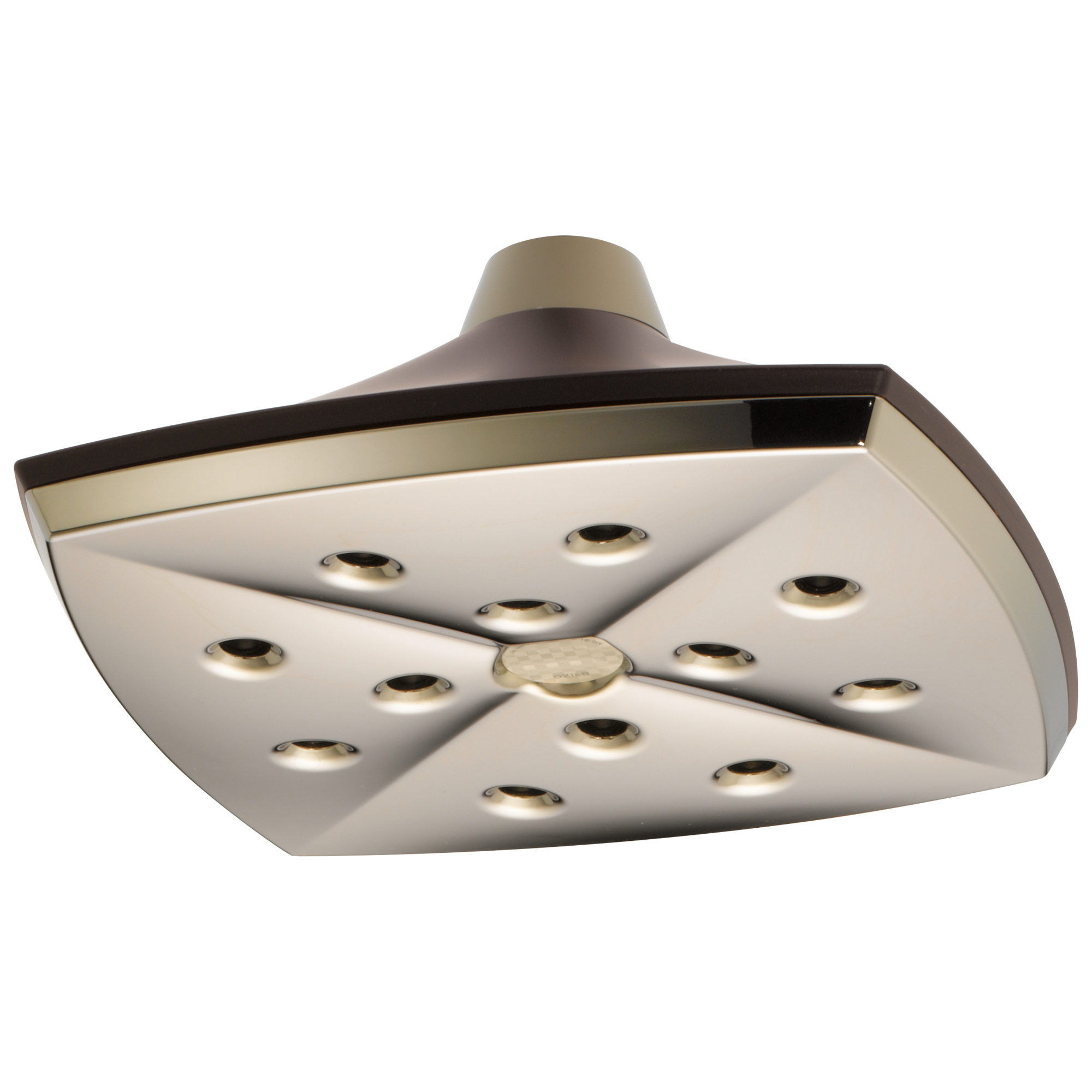 Brizo Charlotte®: H2OKinetic® Square Raincan Showerhead In Cocoa Bronze / Polished Nickel