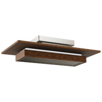 Brizo Frank Lloyd Wright®: 21” Single-Function Raincan Shower Head with Integrated Lighting - 2.5 GPM In Luxe Nickel / Teak Wood