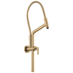 Brizo Brizo Universal Showering: 10 7/16″ Linear Round Slide Bar Shower Arm And Flange In Luxe Gold