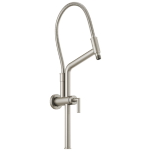 Brizo Brizo Universal Showering: 10 7/16″ Linear Round Slide Bar Shower Arm And Flange In Luxe Nickel