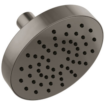 Brizo Essential™ Shower: 5" Linear Round Single-Function Wall Mount Showerhead In Brilliance Black Onyx
