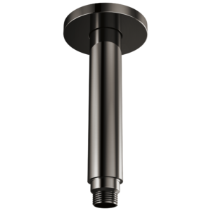 Brizo Kintsu®: 6″ Dual Waterway Ceiling Mount Shower Arm and Flange In Brilliance Black Onyx