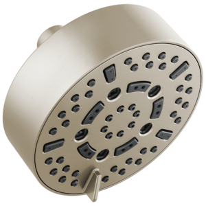 Brizo Essential™ Shower: 5” Linear Round H2Okinetic® Multi-Function Wall Mount Shower Head – 1.75 GPM In Brushed Nickel