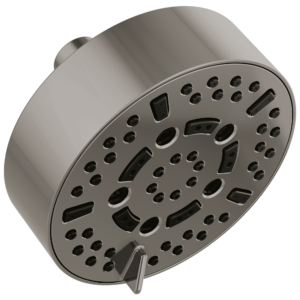 Brizo Essential™ Shower: 5” Linear Round H2Okinetic® Multi-Function Wall Mount Shower Head – 1.75 GPM In Brilliance Black Onyx