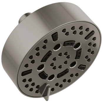 Brizo Essential™ Shower: 5” Linear Round H2Okinetic® Multi-Function Wall Mount Shower Head - 1.75 GPM In Brilliance Black Onyx