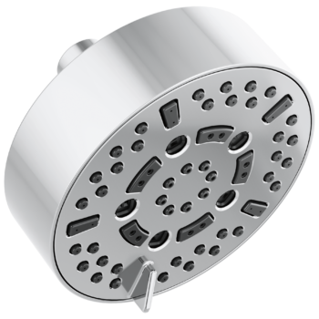 Brizo Essential™ Shower: 5” Linear Round H2Okinetic® Multi-Function Wall Mount Shower Head - 2.5 GPM In Chrome