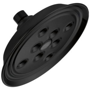 Brizo Essential™ Shower: 7″ Classic Round H2Okinetic® Single Function Wall Mount Showerhead In Matte Black